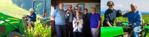 Maresh Red Barn people - Steve on the tractor, first dollar with the geezers, Martha and Jim in the vineyard